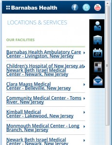 Barnabas Health Mobile - Facility Locations Page