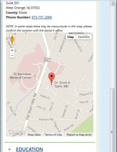 Barnabas Health Mobile - Physician Page Map